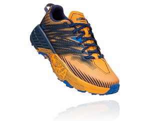 Hoka One One Speedgoat 4 Mens Wide Running Shoes Saffron/Black Iris | AU-5862390